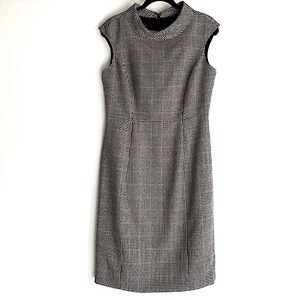 Brooks Brothers British Woven Wool Herringbone Sleeveless Midi Dress Size 8